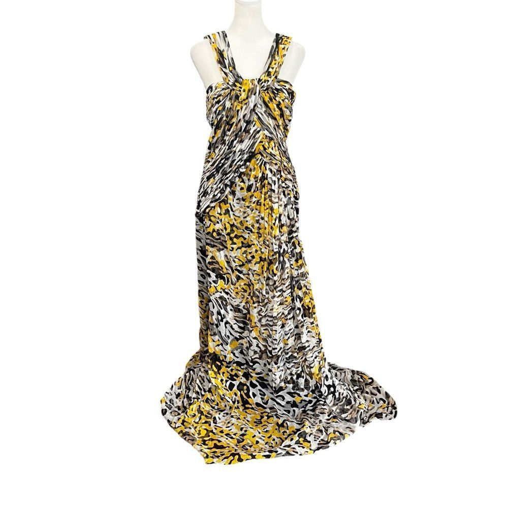 Tadashi Shoji Silk Leopard Print Gown Size 16 Formal Maxi Dress Gala - Picture 2 of 9